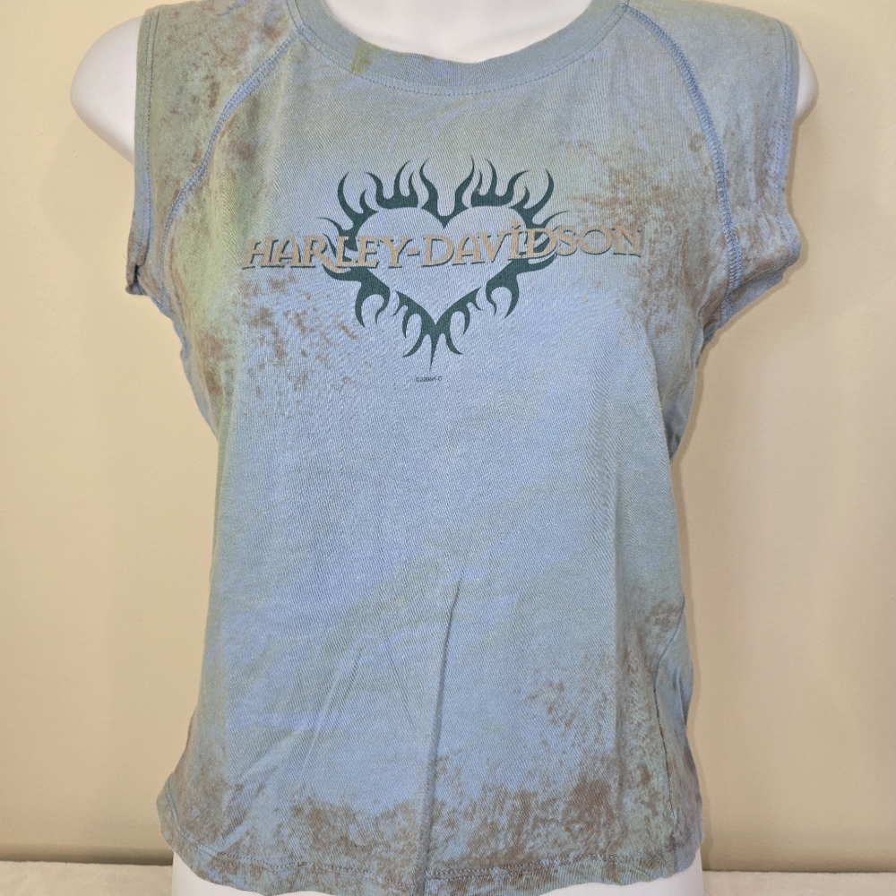 Harley-Davidson Women's Distressed Blue Muscle Tee